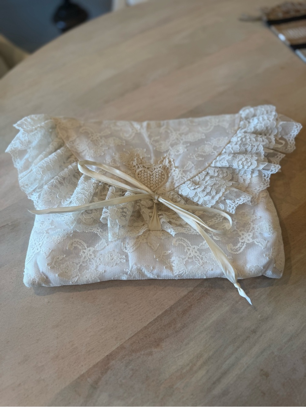 Vintage Nordstrom Cream Satin Lace Bridal Clutch